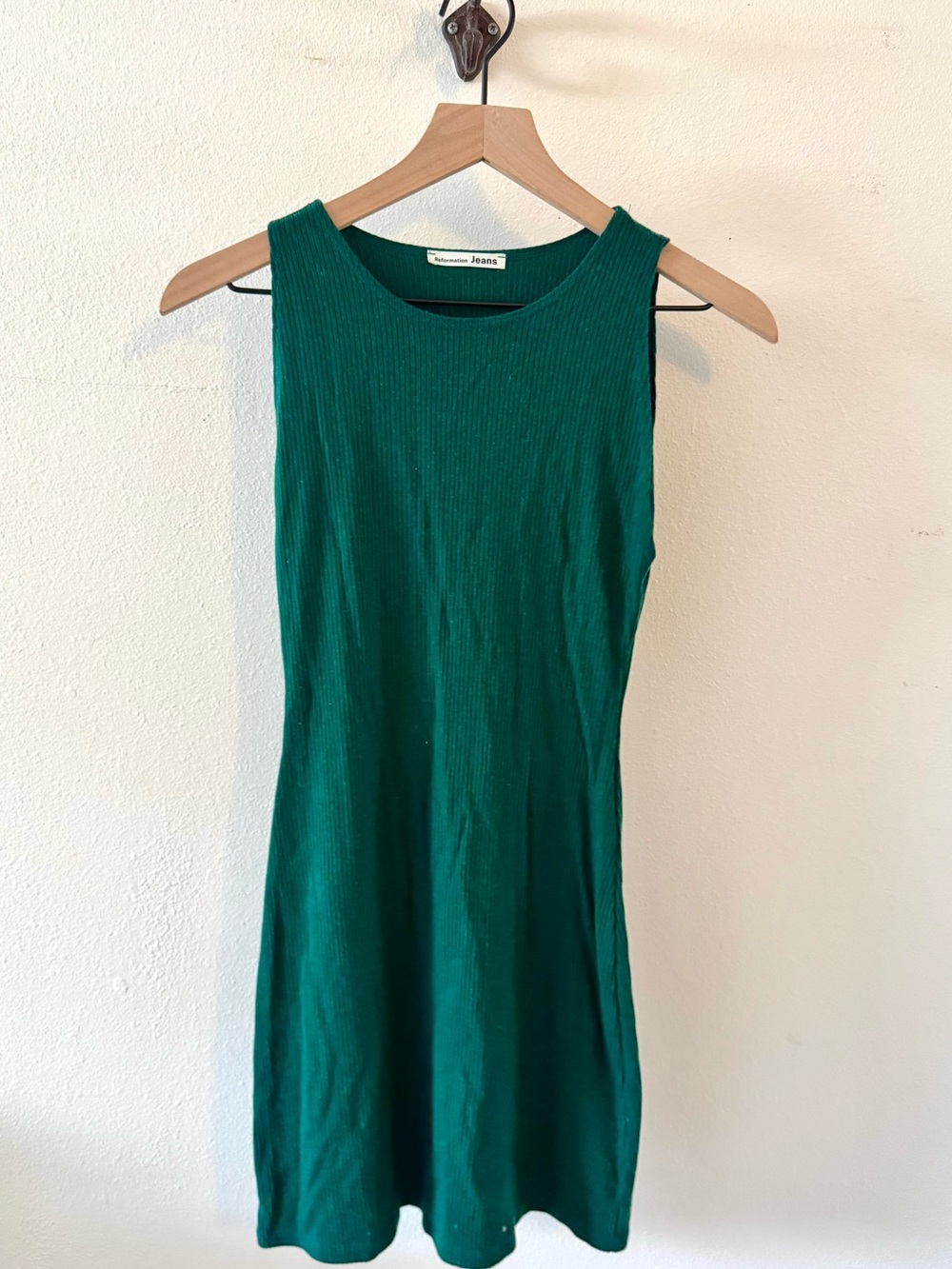 Reformation Green Ribbed Tank Dress